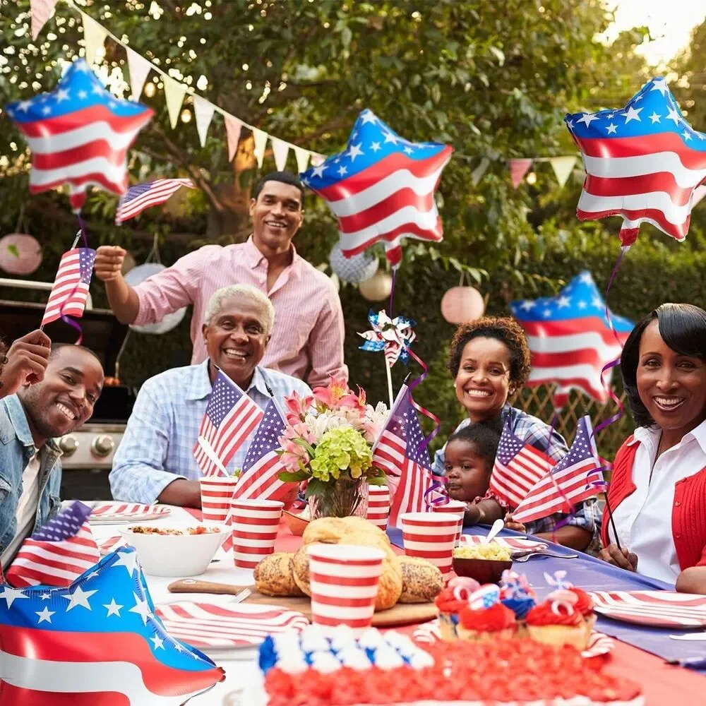 Set of 10 Star Balloons 4th of July Balloon USA American Flag Foil Balloons